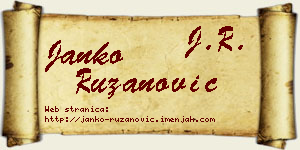 Janko Ružanović vizit kartica